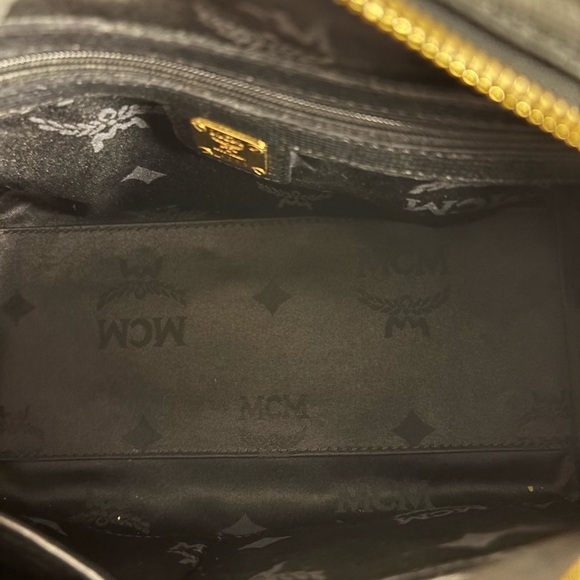 MCM Saffiano Leather Monogram Studded Boston Bag - Picture 3 of 13